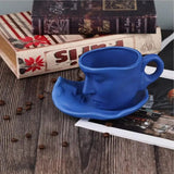Ceramic Tea Cup Saucers Cup And Spoon Set Abstract Kiss Creative Face Cup With Saucer Creative Coffee Mug Set For Him And Her