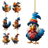 Chicken Holiday Decoration Acrylic Chicken Ornament Reusable Cartoon Christmas Rooster Hang Christmas Tree Decoration For Key
