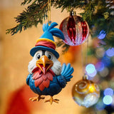 Chicken Holiday Decoration Acrylic Chicken Ornament Reusable Cartoon Christmas Rooster Hang Christmas Tree Decoration For Key