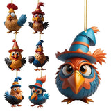 Chicken Holiday Decoration Acrylic Chicken Ornament Reusable Cartoon Christmas Rooster Hang Christmas Tree Decoration For Key