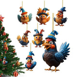 Chicken Holiday Decoration Acrylic Chicken Ornament Reusable Cartoon Christmas Rooster Hang Christmas Tree Decoration For Key
