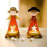 Christmas Angel Candlestick Christmas Angel Boys Candlesticks With Vivid Painting Dinner Supplies For Bedroom Study Room Living