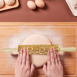 Christmas Rolling Pins Snowflake Wooden Rolling Embossing Baking Cookies Biscuit Fondant Cake Patterned Roller