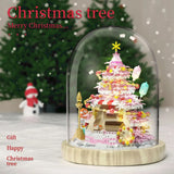 Christmas Theme Building Blocks Toys Pink Christmas Tree Santa Claus Photo Frame Assembly Bricks Model Children's Holiday Gifts