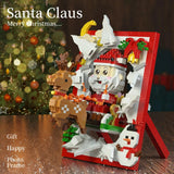 Christmas Theme Building Blocks Toys Pink Christmas Tree Santa Claus Photo Frame Assembly Bricks Model Children's Holiday Gifts