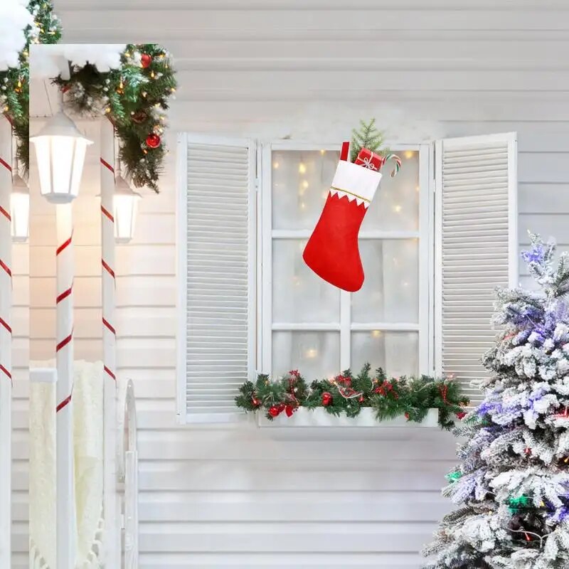 Classic Stocking Decoration 12pcs Felt Decoration Stockings With Large Capacity Indoor Seasonal Decor Gift Bag For Bedside