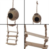 Coconut Shell Bird Nest Natural Coconut Fiber Shell Bird House For Parrot Hangings Swing Hideout Toys With Ladder Breeding Nest