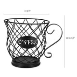 Coffee Capsule Basket Coffee Pod Storage Basket Iron Gold/Black Painted Rustproof Large Capacity Vegetable & Fruit Snacks Shelf