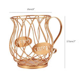 Coffee Capsule Basket Coffee Pod Storage Basket Iron Gold/Black Painted Rustproof Large Capacity Vegetable & Fruit Snacks Shelf