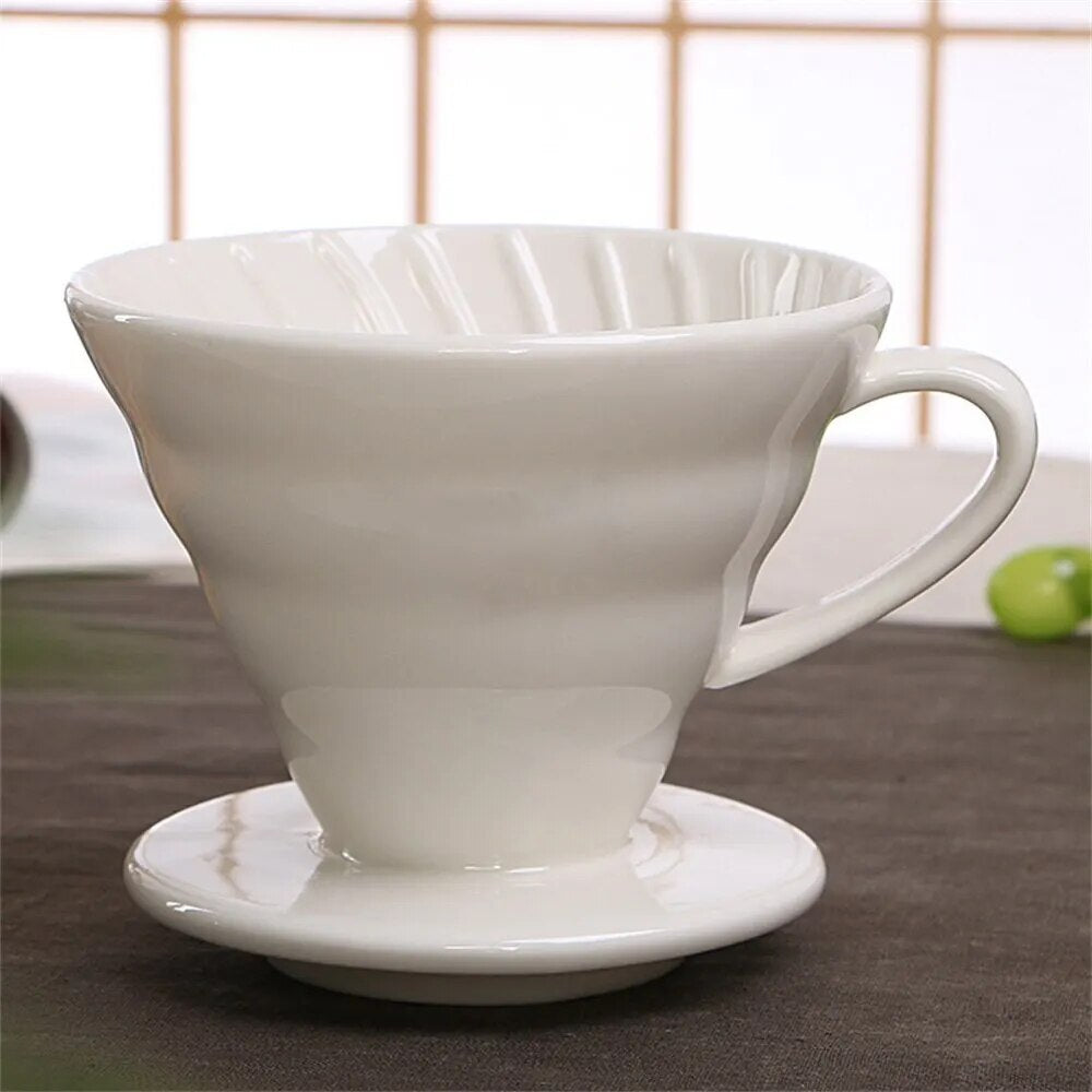 Coffee Filter Cup Holder V60 Reusable Portafilter Espresso Coffee Dripper Funnel Ceramic Accesorios Cafe Coffeeware