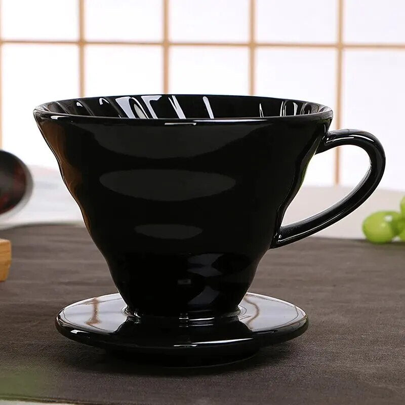 Coffee Filter Cup Holder V60 Reusable Portafilter Espresso Coffee Dripper Funnel Ceramic Accesorios Cafe Coffeeware
