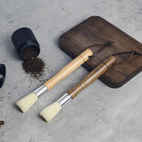 Coffee Grinder Brush Coffee Machine Cleaning Tool Wood Handle Grinder Brush With Lanyard For Barista Home