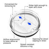 Coffee Mug Lid Replacement Transparent Splash Resistant Skinny Replacement Tumbler Cover Portable Spill Proof Lids Covers For 20