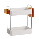 Cosmetic Stationery Storage Holder Double Layer Spice Organizer Rack Space Saving Bathroom Countertop Organizer Stackable