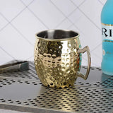 Creative Stainless Steel Hammered Point Cocktail Mug, Non-Slip with Gold Handle Drum Mug for Home and Bar Drinking Mule Mugs