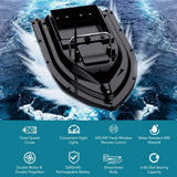 D16 Night Light Fishing Bait Boat EU Plug Wireless Remote Double Motors Fishing Feeder RC Auto Lure Fish Finder Device 400-500m