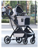 Detachable Pet Stroller Carrier for Cats/Dogs, Storage Basket for Medium Small Pets Puppy Stroller with Cup Holder, Easy Fold