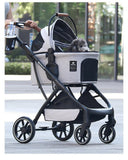 Detachable Pet Stroller Carrier for Cats/Dogs, Storage Basket for Medium Small Pets Puppy Stroller with Cup Holder, Easy Fold