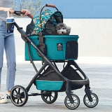 Detachable Pet Stroller Carrier for Cats/Dogs, Storage Basket for Medium Small Pets Puppy Stroller with Cup Holder, Easy Fold