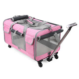 Detachable Pet Trolley Case Cat Going Out Carrying Bag Portable Cat Carrier with Wheel Large Capacity Pet Carrier Breathable