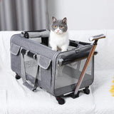 Detachable Pet Trolley Case Cat Going Out Carrying Bag Portable Cat Carrier with Wheel Large Capacity Pet Carrier Breathable