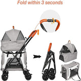Detachable Removable Storage Carrier 4 Wheels Outdoor Travel Pet Stroller For 2 Cats Dogs