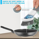 Dish Cleaning Brush, Soap Dispensing Dish Brush Set With 4 Replacement Heads And Storage Holder, Kitchen Scrub Brush Cleaning
