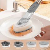 Dish Cleaning Brush, Soap Dispensing Dish Brush Set With 4 Replacement Heads And Storage Holder, Kitchen Scrub Brush Cleaning