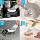 Dish Cleaning Brush, Soap Dispensing Dish Brush Set With 4 Replacement Heads And Storage Holder, Kitchen Scrub Brush Cleaning