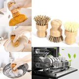 Dish Scrubber Brush Natural Scrub Brush For Household Cleaning Ergonomic Bamboo Dish Brush Pans And Vegetables Kitchen Brushes