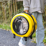 Dog Cat Trolley Suitcase Luggage with Wheels Carrying Transparent Suitcase Breathable Pet Cat Carrier Backpack Pet Stroller