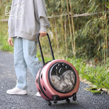 Dog Cat Trolley Suitcase Luggage with Wheels Carrying Transparent Suitcase Breathable Pet Cat Carrier Backpack Pet Stroller