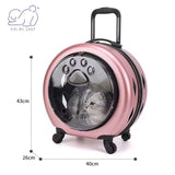 Dog Cat Trolley Suitcase Luggage with Wheels Carrying Transparent Suitcase Breathable Pet Cat Carrier Backpack Pet Stroller