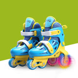 Double Line Roller Skates For Kids Adjustable 4-wheel Skating Shoes Professional PU Flashing Wheel Children Sneakers