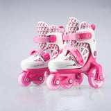 Double Line Roller Skates For Kids Adjustable 4-wheel Skating Shoes Professional PU Flashing Wheel Children Sneakers