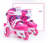 Double Line Roller Skates For Kids Adjustable 4-wheel Skating Shoes Professional PU Flashing Wheel Children Sneakers