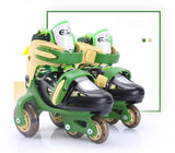 Double Line Roller Skates For Kids Adjustable 4-wheel Skating Shoes Professional PU Flashing Wheel Children Sneakers