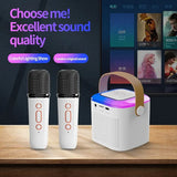 Dual Microphone Karaoke Machine Portable Bluetooth PA Speaker System with 1&2 Wireless Microphones for Home for Adults and Kids