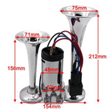 Dual Trumpets 150DB 12V Super Loud Electric Solenoid Valve Car Electric Air Horn Speaker For Vehicle Car SUV Truck Lorry