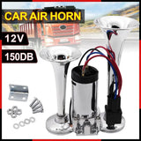 Dual Trumpets 150DB 12V Super Loud Electric Solenoid Valve Car Electric Air Horn Speaker For Vehicle Car SUV Truck Lorry