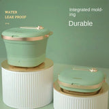 Electric Heating Foldable Bubble Foot Bath Barrels Retro Green Automatic Thermostat Washing Footbath Foot SPA Massage Machine