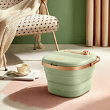 Electric Heating Foldable Bubble Foot Bath Barrels Retro Green Automatic Thermostat Washing Footbath Foot SPA Massage Machine