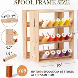Embroidery Thread Rack Folding Natural Thickened Braiding Rack Spool Stand Thread Holders Hold Up To 69 Spools Storage For