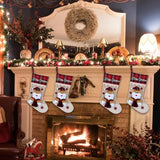Family Christmas Stockings Large Christmas Rustic Holiday Fireplace Home Decoration Gifts Deer Santa Snowman Burlap Plaid