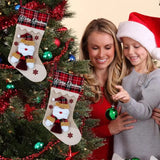 Family Christmas Stockings Large Christmas Rustic Holiday Fireplace Home Decoration Gifts Deer Santa Snowman Burlap Plaid