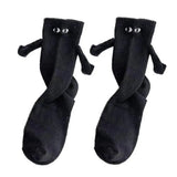 Fashion Funny Creative Magnetic Attraction Hands Black White Cartoon Eyes Couples Socks 1 Pair Club Celebrity Couple Socks