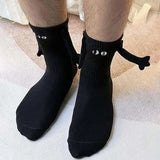 Fashion Funny Creative Magnetic Attraction Hands Black White Cartoon Eyes Couples Socks 1 Pair Club Celebrity Couple Socks