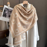 Fashion Warm Letter Print Cashmere Shawl Scarf 2023 New Women Thick Pashmina Blanket Winter Wraps Poncho Bufanda Tassel Echarpe