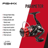 Fishmx Fishing Spinning Reel Metal Spool 12BB Ball Bearings Carp Fishing Reel MQ2000-7000 Metal Line Cup Sea Tackle