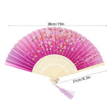 Foldable Hand Fan Japanese Silk Folding Fans Bamboos Chinese Fan Antiquity With Tassels Small Dance Fan For Student Hanfu